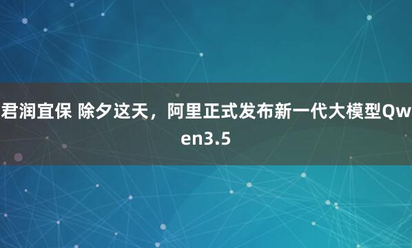 君润宜保 除夕这天，阿里正式发布新一代大模型Qwen3.5