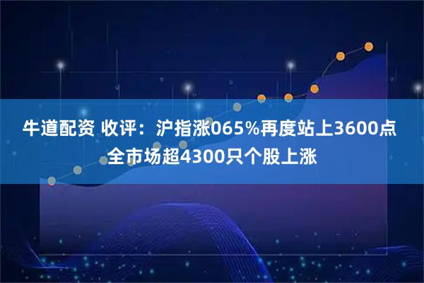 牛道配资 收评：沪指涨065%再度站上3600点 全市场超4300只个股上涨